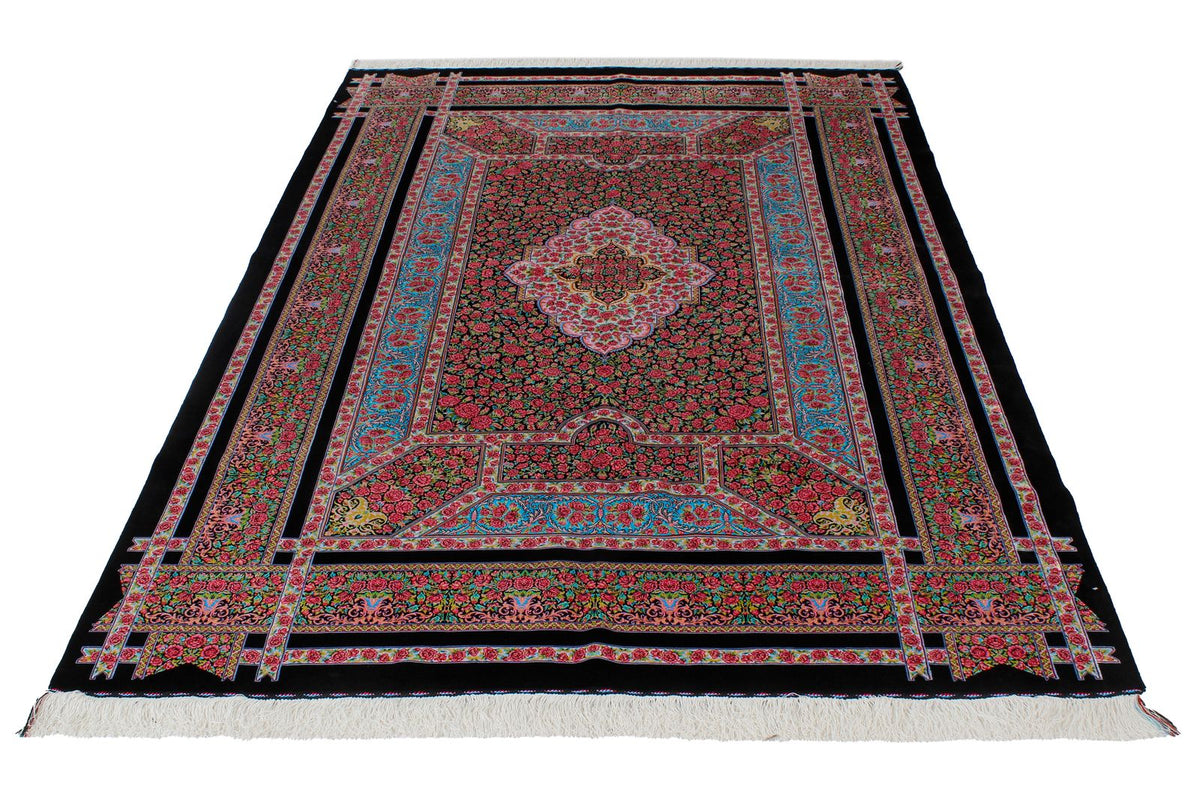 5x7 Black and Pink Turkish Antep Rug