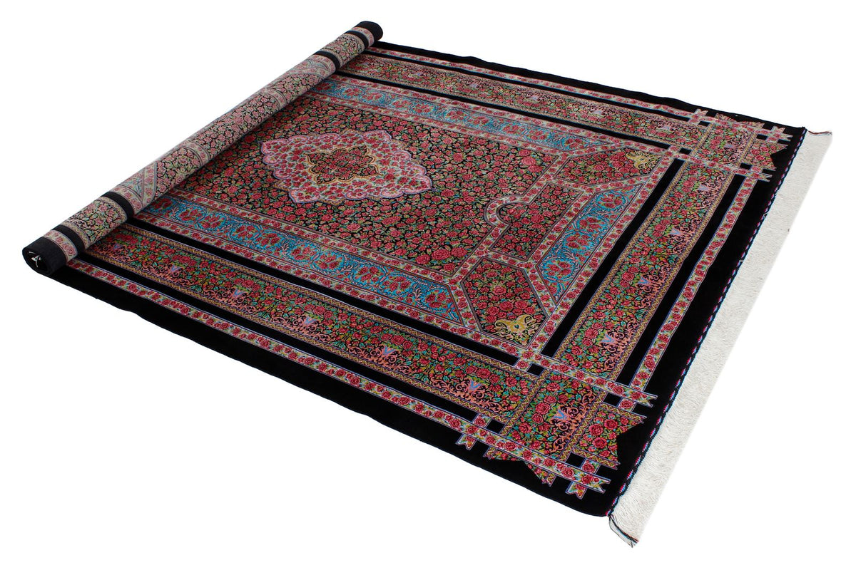 5x7 Black and Pink Turkish Antep Rug