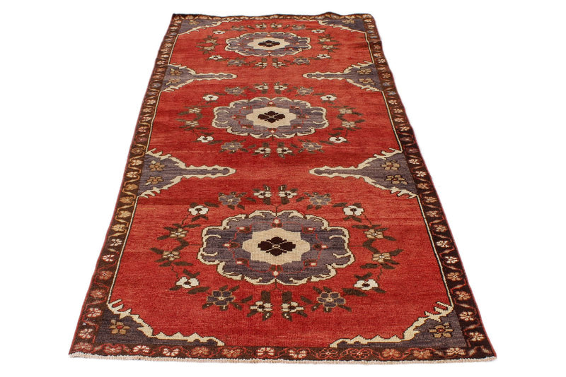 4x9 Red and Brown Turkish Tribal Runner