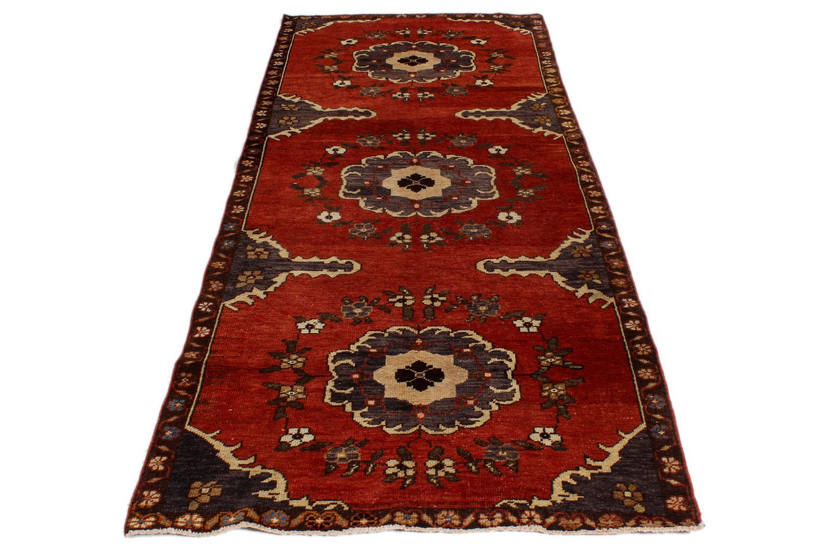 4x9 Red and Brown Turkish Tribal Runner