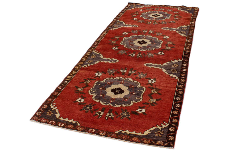 4x9 Red and Brown Turkish Tribal Runner