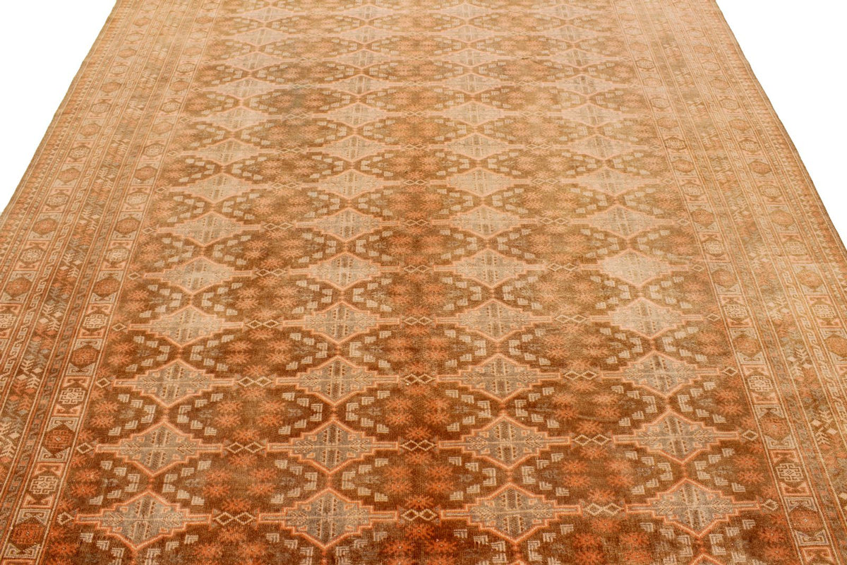 7x10 Brown and Rust Tribal Rug