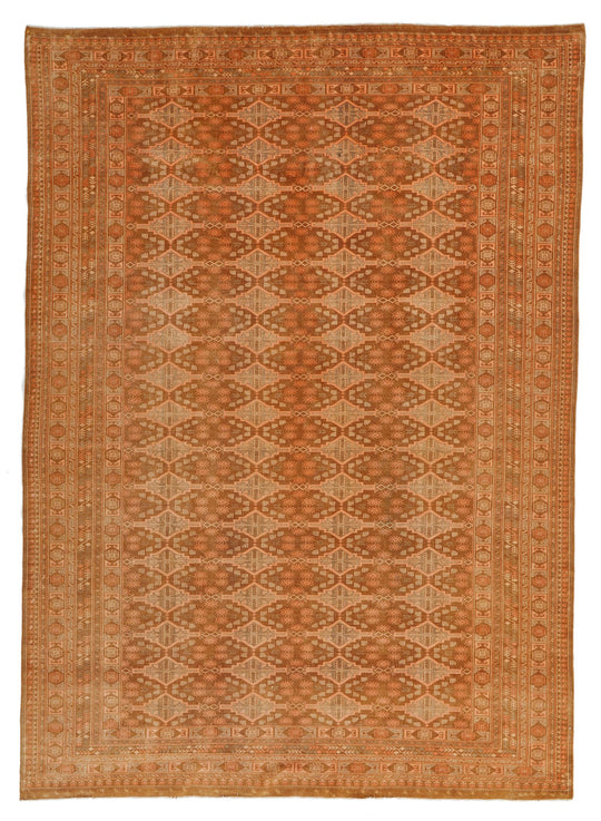 7x10 Brown and Rust Tribal Rug