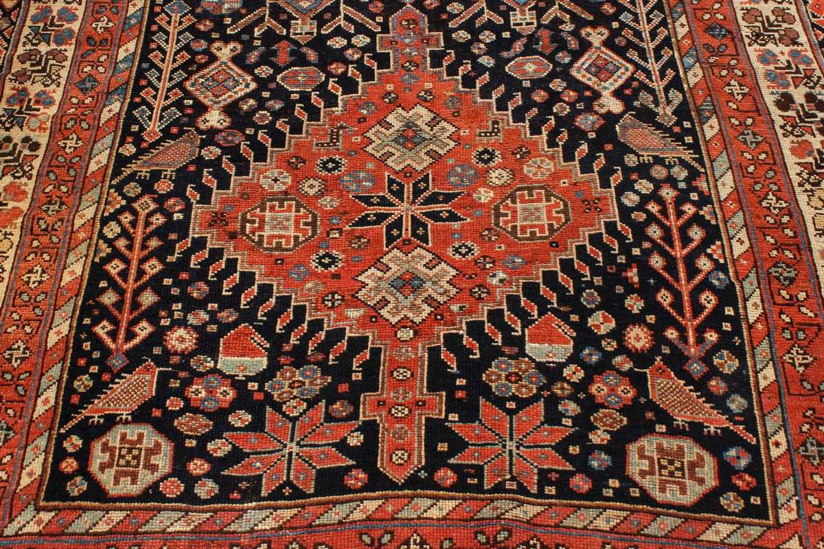 5x10 Navy and Ivory Kazak Tribal Runner