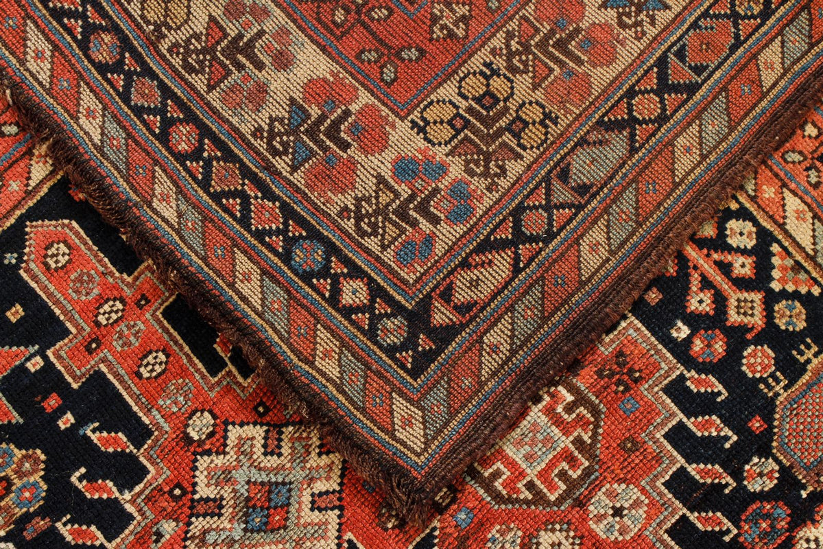 5x10 Navy and Ivory Kazak Tribal Runner
