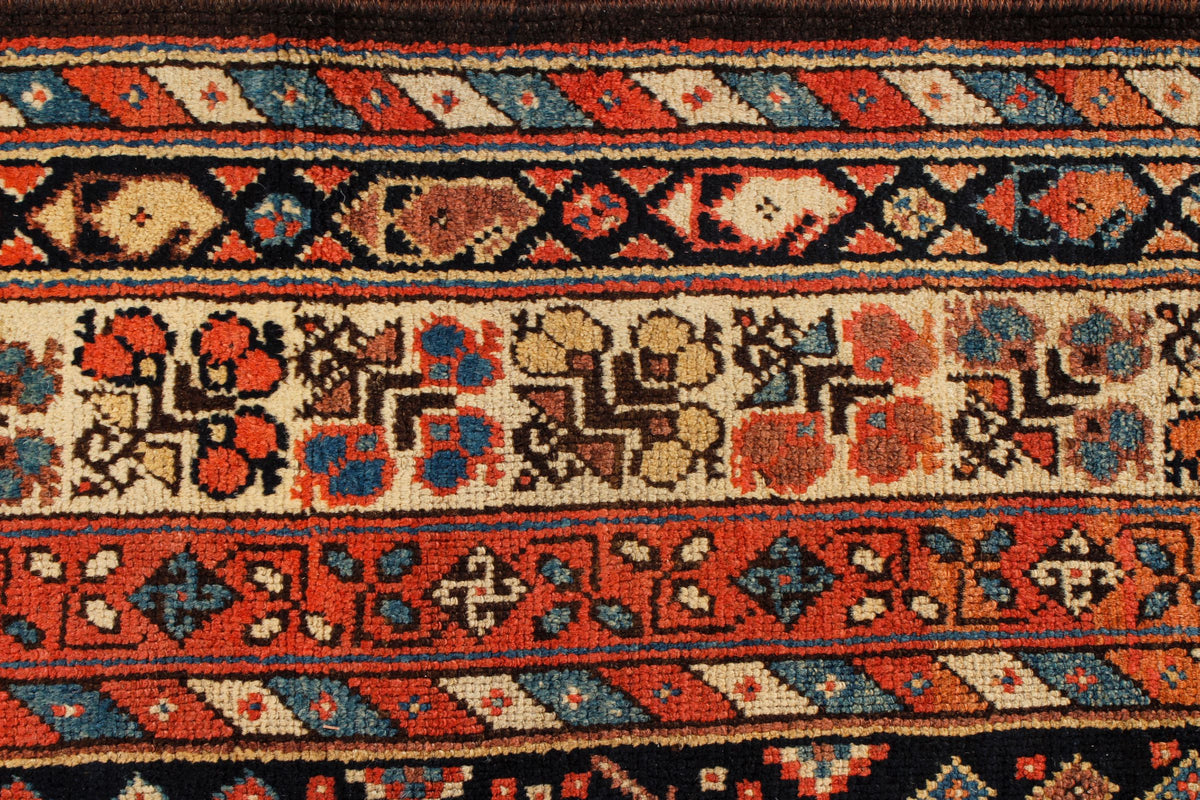 5x10 Navy and Ivory Kazak Tribal Runner