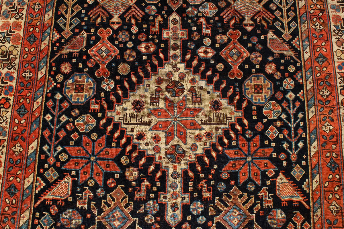 5x10 Navy and Ivory Kazak Tribal Runner
