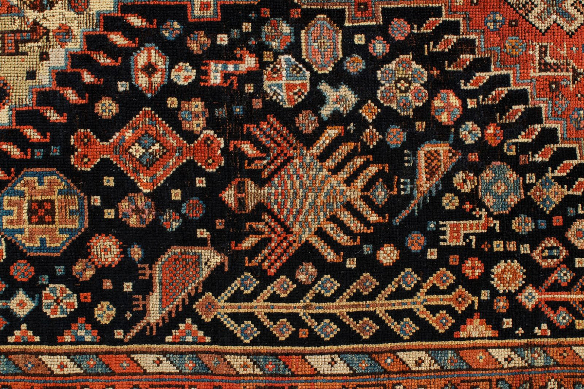 5x10 Navy and Ivory Kazak Tribal Runner
