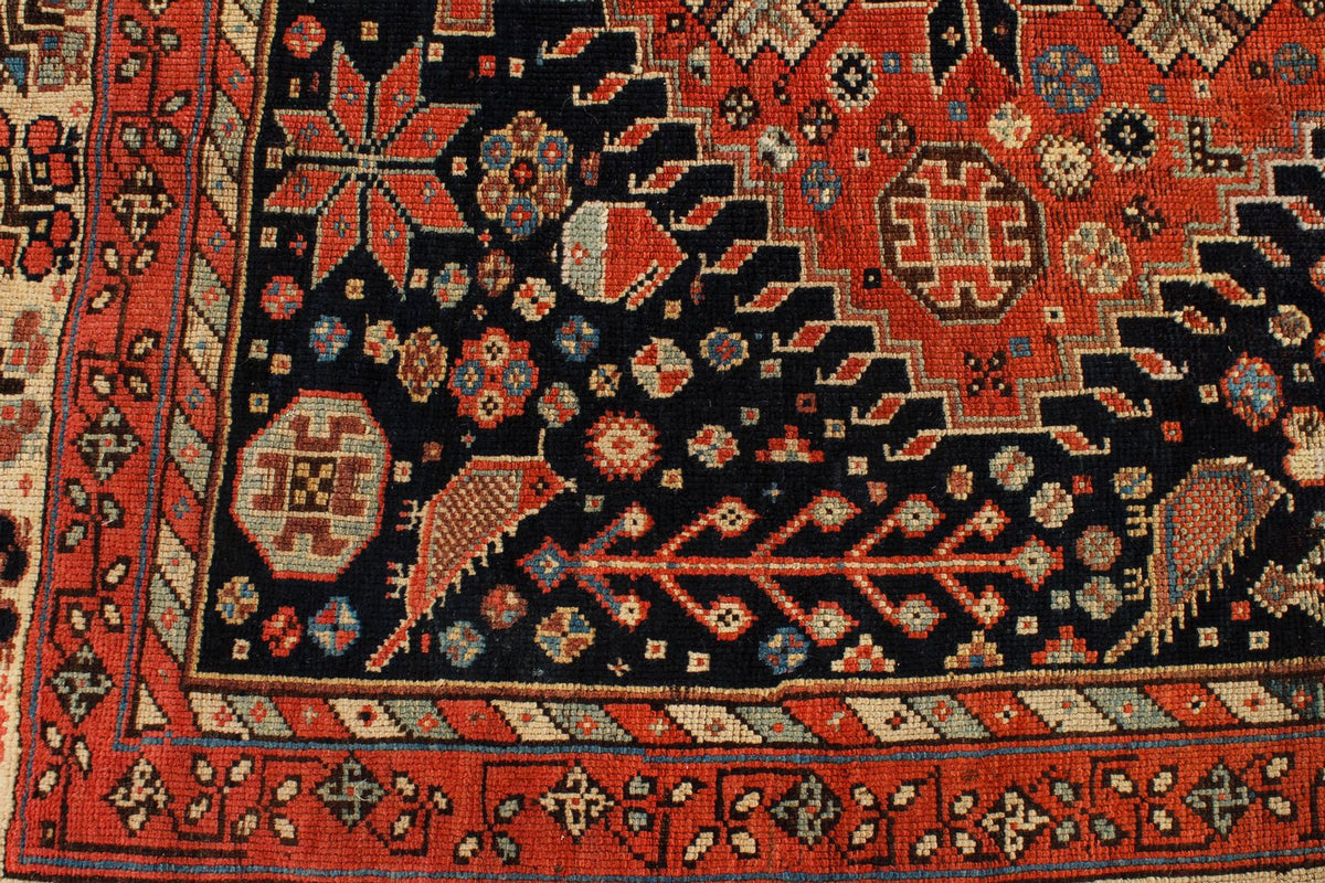 5x10 Navy and Ivory Kazak Tribal Runner