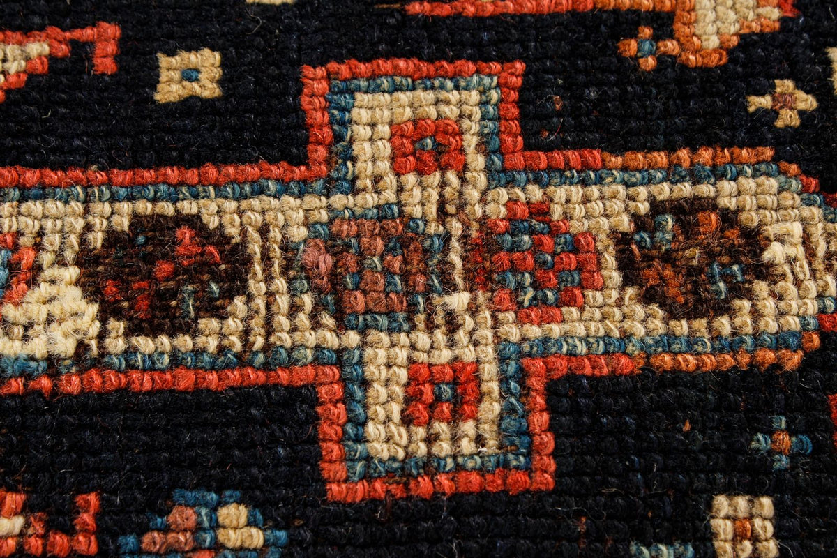 5x10 Navy and Ivory Kazak Tribal Runner