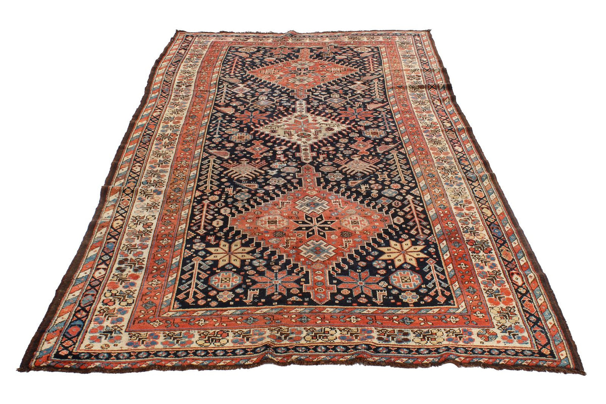 5x10 Navy and Ivory Kazak Tribal Runner
