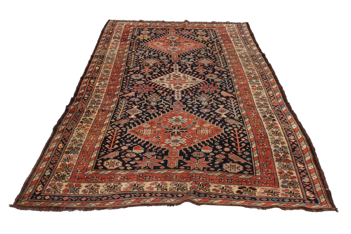 5x10 Navy and Ivory Kazak Tribal Runner