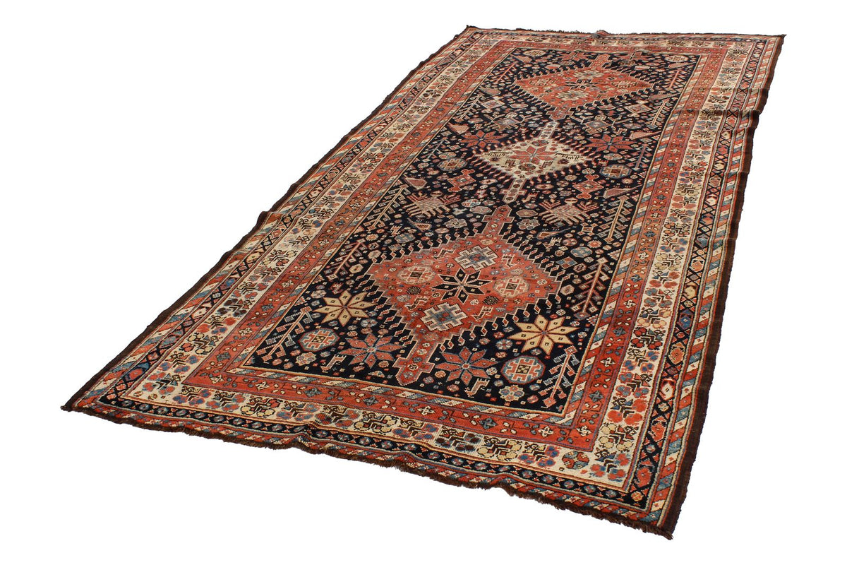 5x10 Navy and Ivory Kazak Tribal Runner