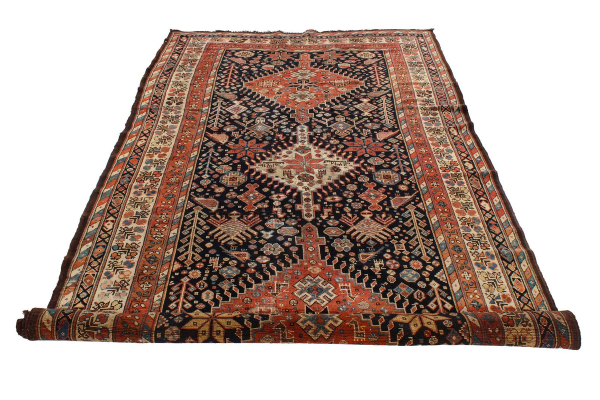 5x10 Navy and Ivory Kazak Tribal Runner