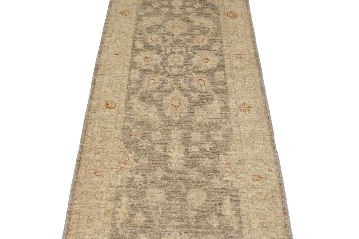 2x8 Gray and Ivory Turkish Oushak Runner