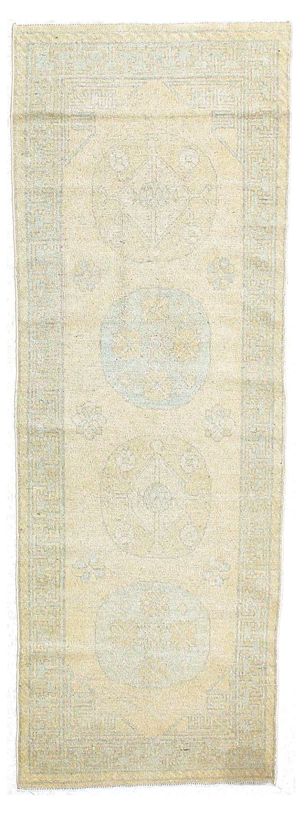 3x8 Blue and Ivory Turkish Tribal Runner