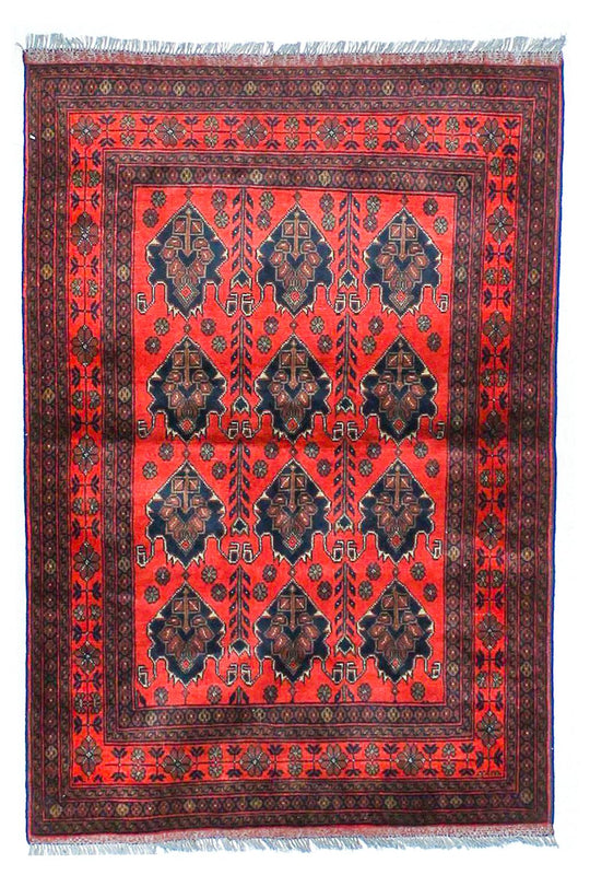 3x5 Red and Black Turkish Tribal Rug