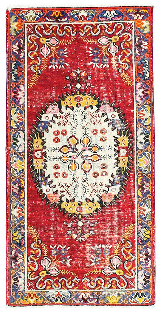 3x6 Red and Multicolor Turkish Tribal Rug