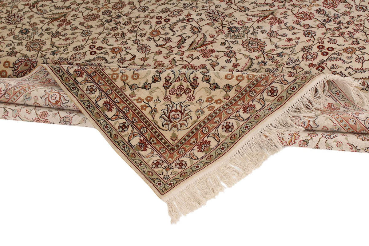 9x12 Ivory and Green Turkish Silk Rug