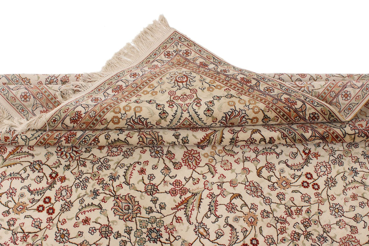 9x12 Ivory and Green Turkish Silk Rug