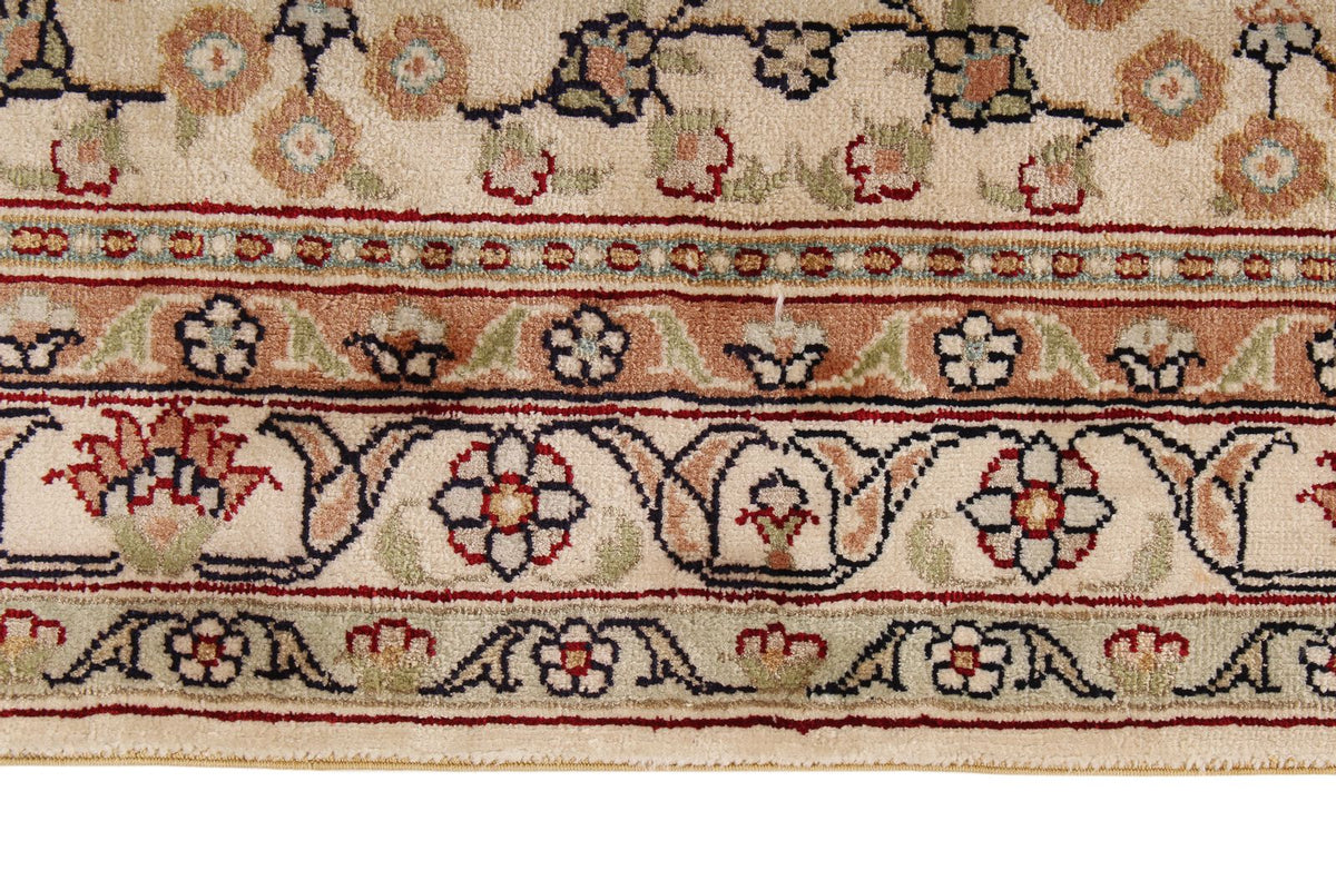 9x12 Ivory and Green Turkish Silk Rug