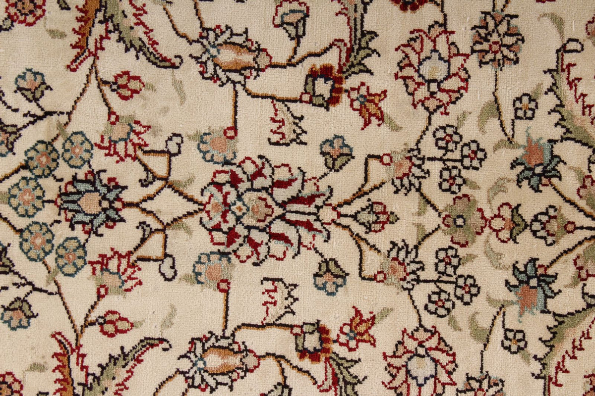 9x12 Ivory and Green Turkish Silk Rug