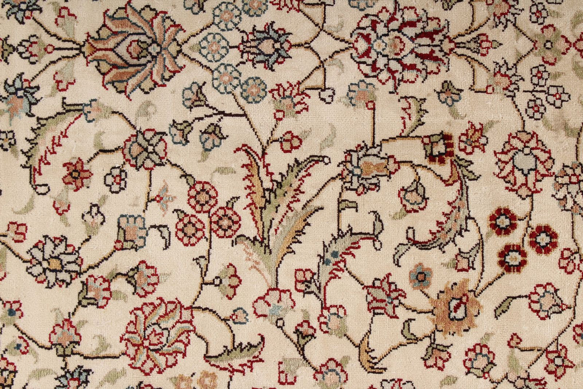 9x12 Ivory and Green Turkish Silk Rug
