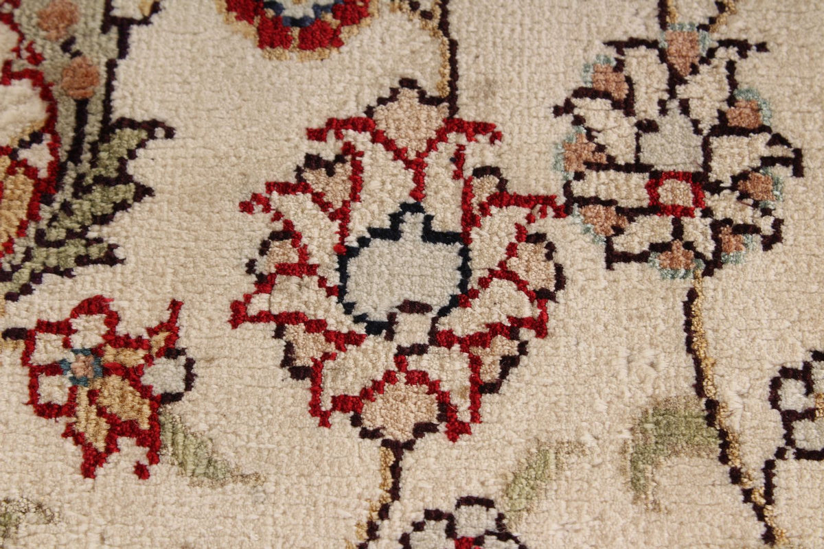 9x12 Ivory and Green Turkish Silk Rug