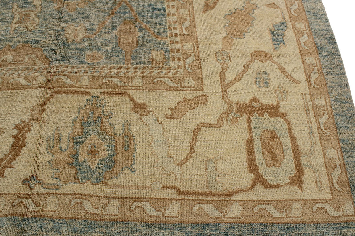 12x18 Light Blue and Ivory Turkish Oushak Rug