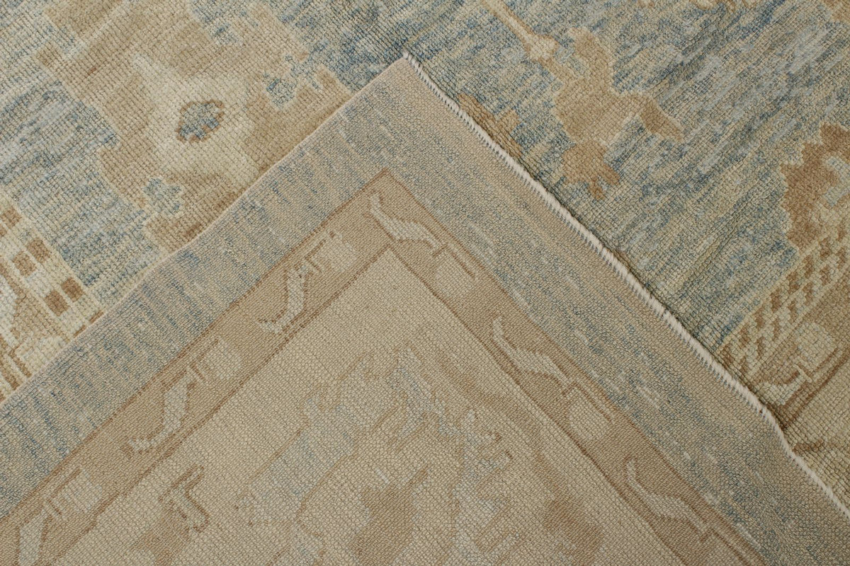 12x18 Light Blue and Ivory Turkish Oushak Rug