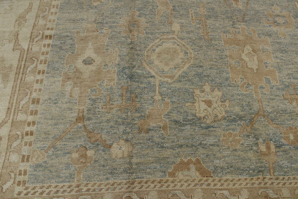 12x18 Light Blue and Ivory Turkish Oushak Rug