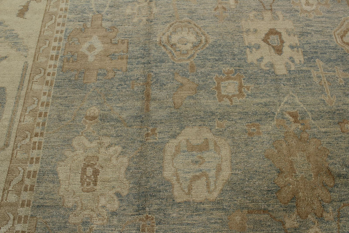 12x18 Light Blue and Ivory Turkish Oushak Rug