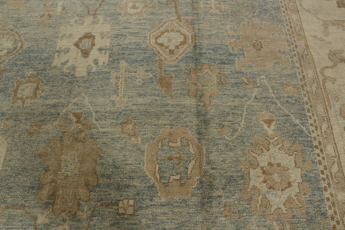 12x18 Light Blue and Ivory Turkish Oushak Rug