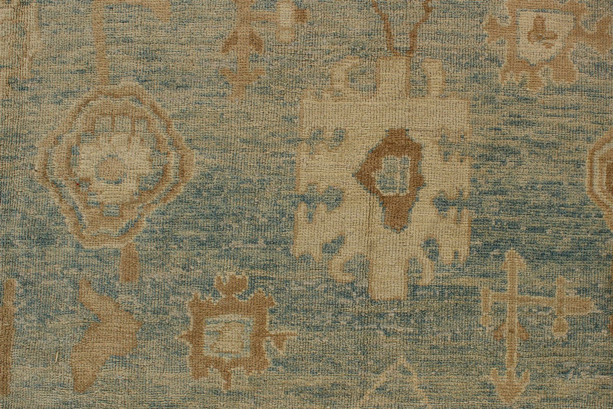 12x18 Light Blue and Ivory Turkish Oushak Rug