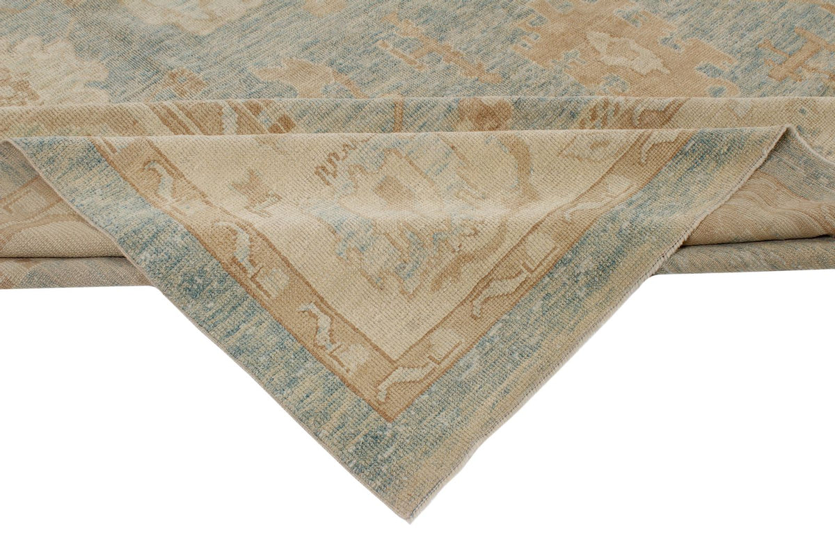 12x18 Light Blue and Ivory Turkish Oushak Rug