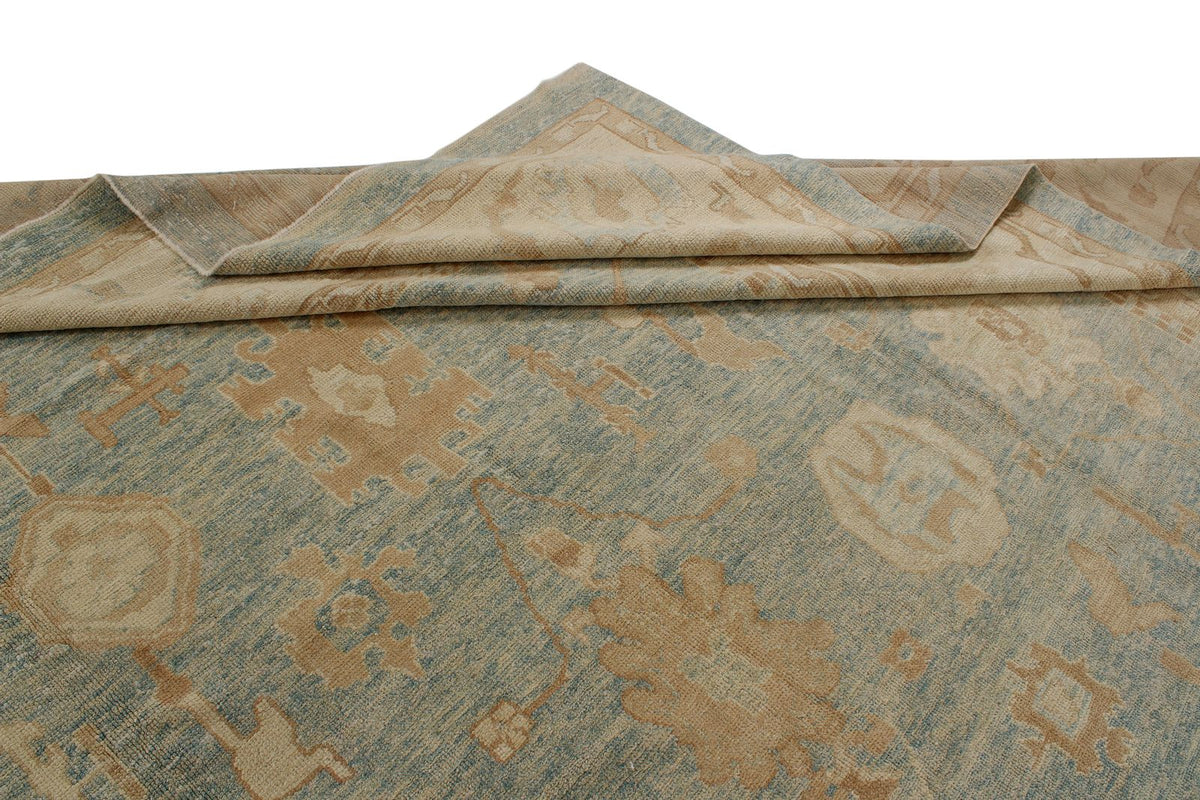 12x18 Light Blue and Ivory Turkish Oushak Rug
