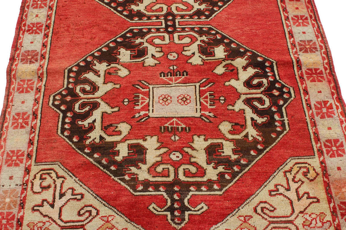 4x9 Red and Gray Turkish Tribal Runner