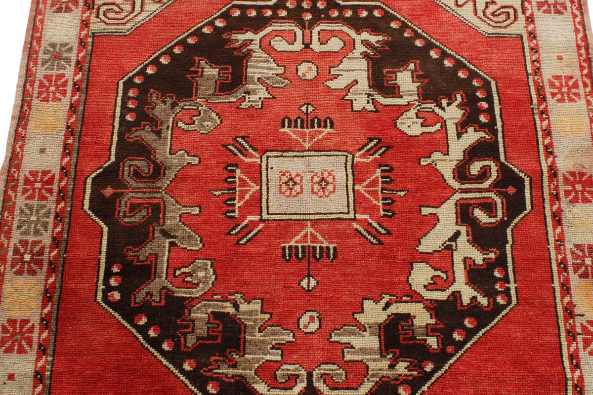 4x9 Red and Gray Turkish Tribal Runner