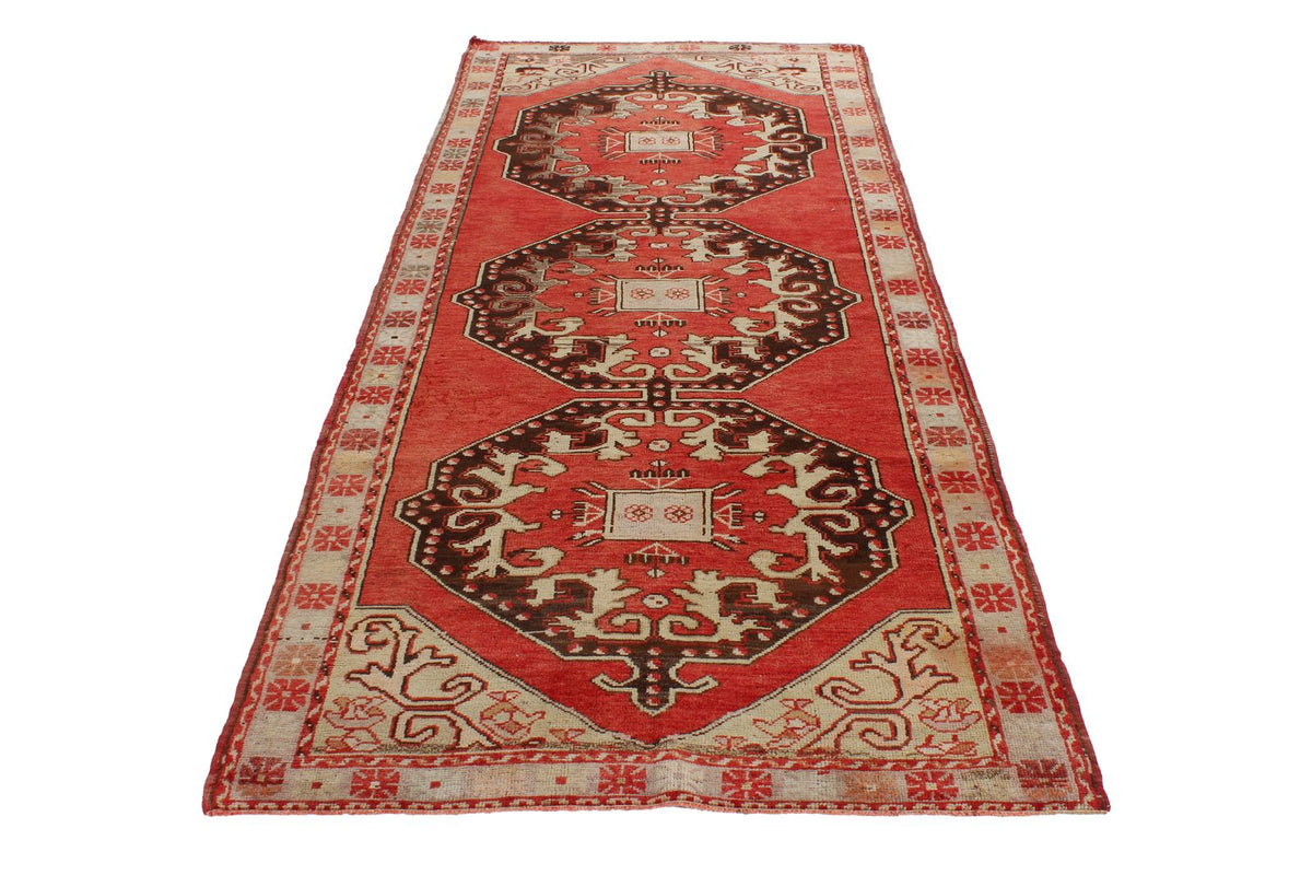 4x9 Red and Gray Turkish Tribal Runner