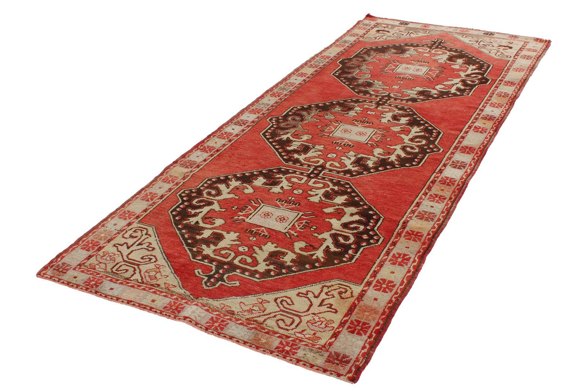 4x9 Red and Gray Turkish Tribal Runner