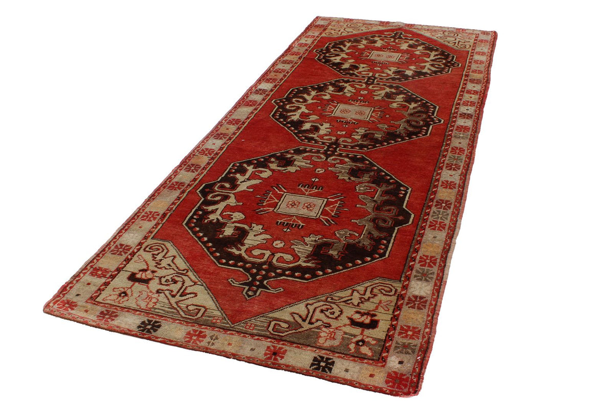 4x9 Red and Gray Turkish Tribal Runner