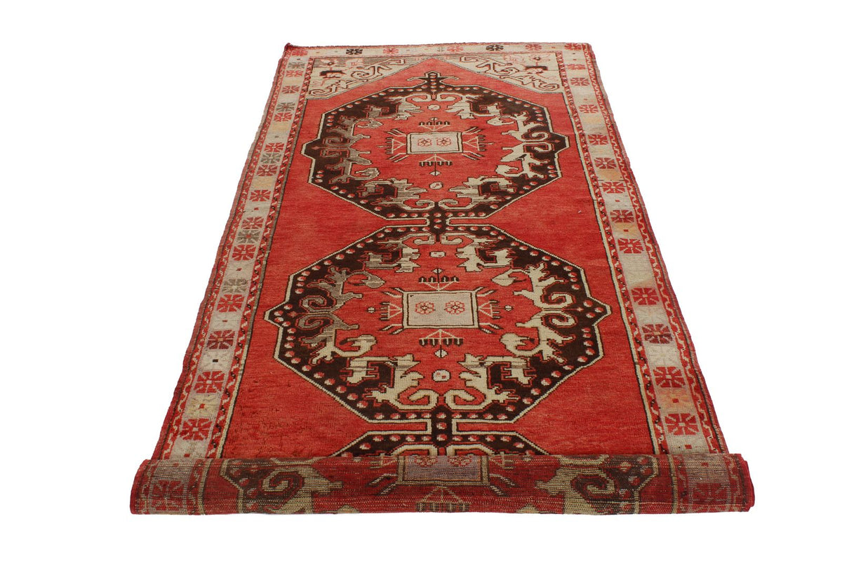 4x9 Red and Gray Turkish Tribal Runner