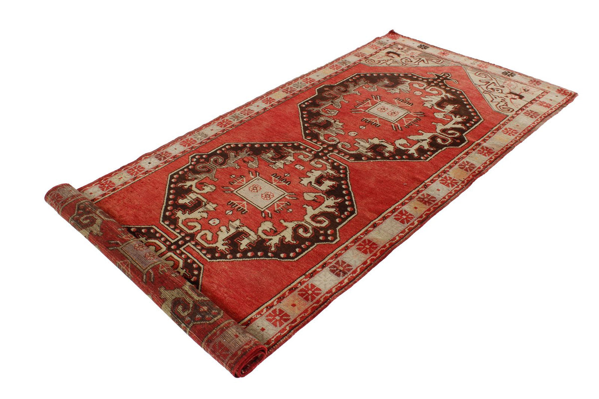 4x9 Red and Gray Turkish Tribal Runner