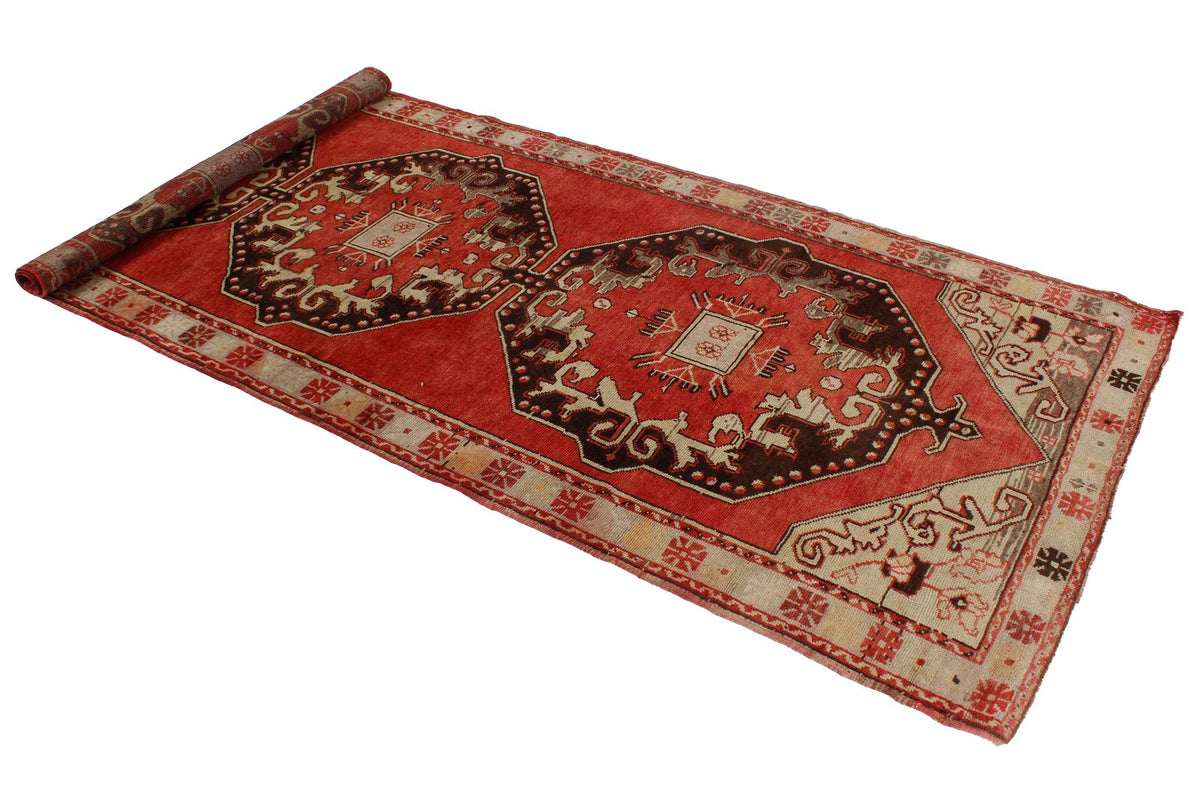 4x9 Red and Gray Turkish Tribal Runner