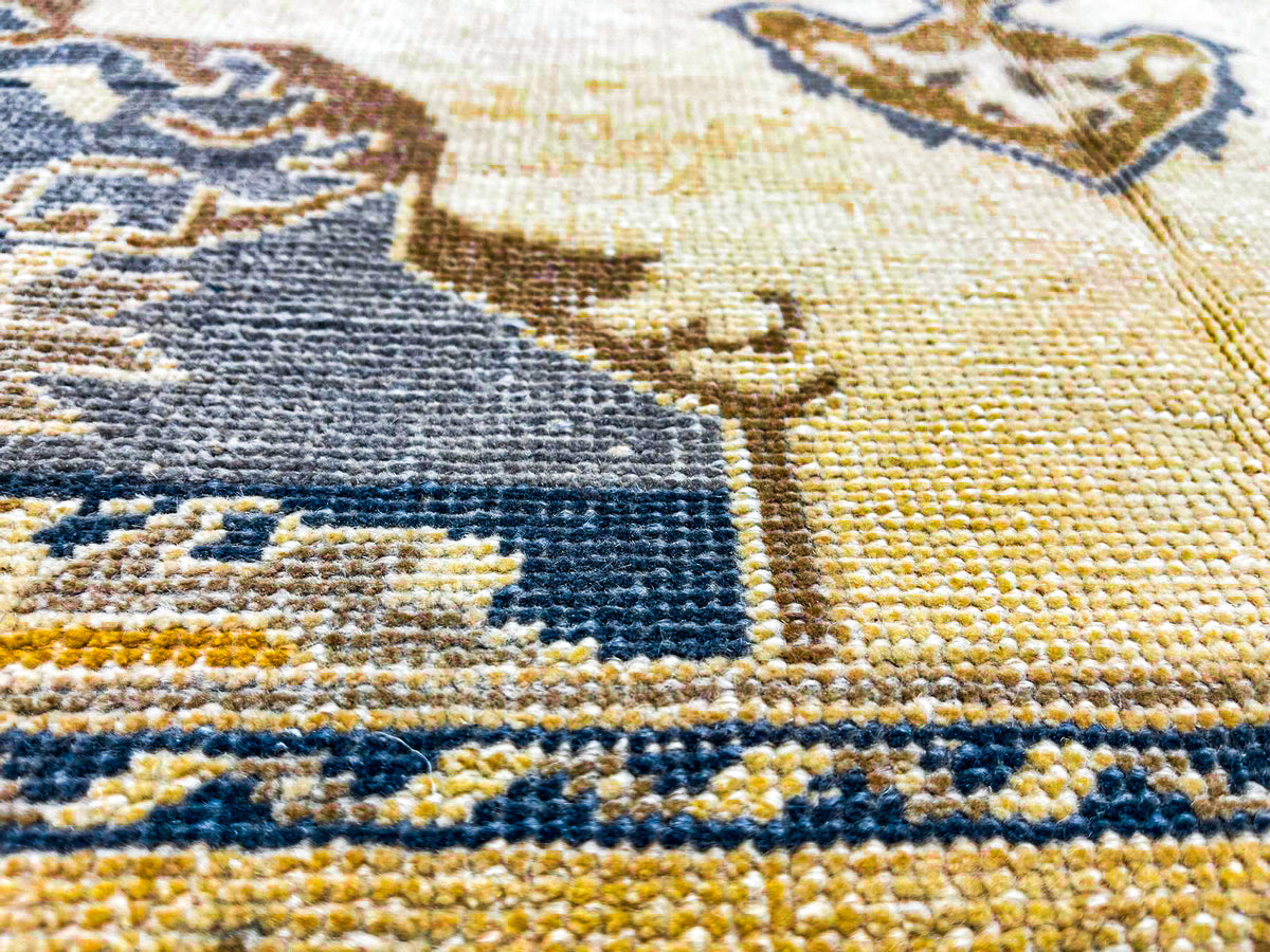 5x11 Ivory and Green Turkish Tribal Runner