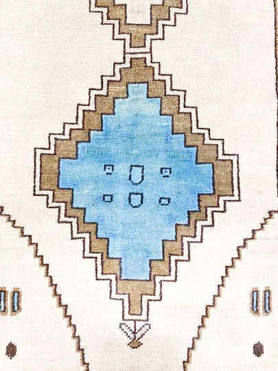 3x9 Ivory and Brown Turkish Tribal Runner