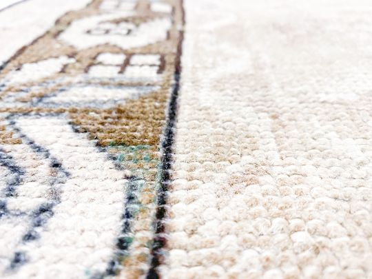 3x9 Ivory and Brown Turkish Tribal Runner