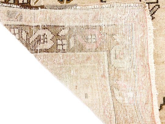 3x9 Ivory and Brown Turkish Tribal Runner