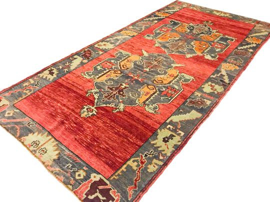 5x10 Red and Gray Turkish Tribal Runner