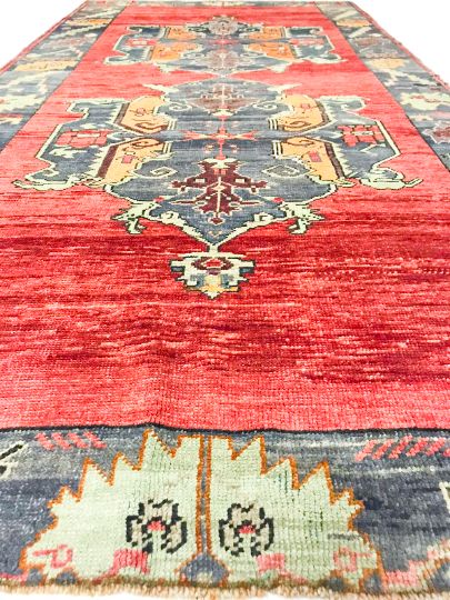 5x10 Red and Gray Turkish Tribal Runner